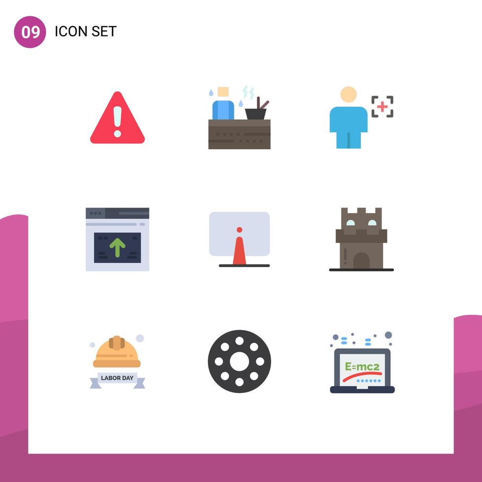 9 Flat Color concept for Websites Mobile and Apps arrow web avatar page recognition Editable Vector Design Elements
