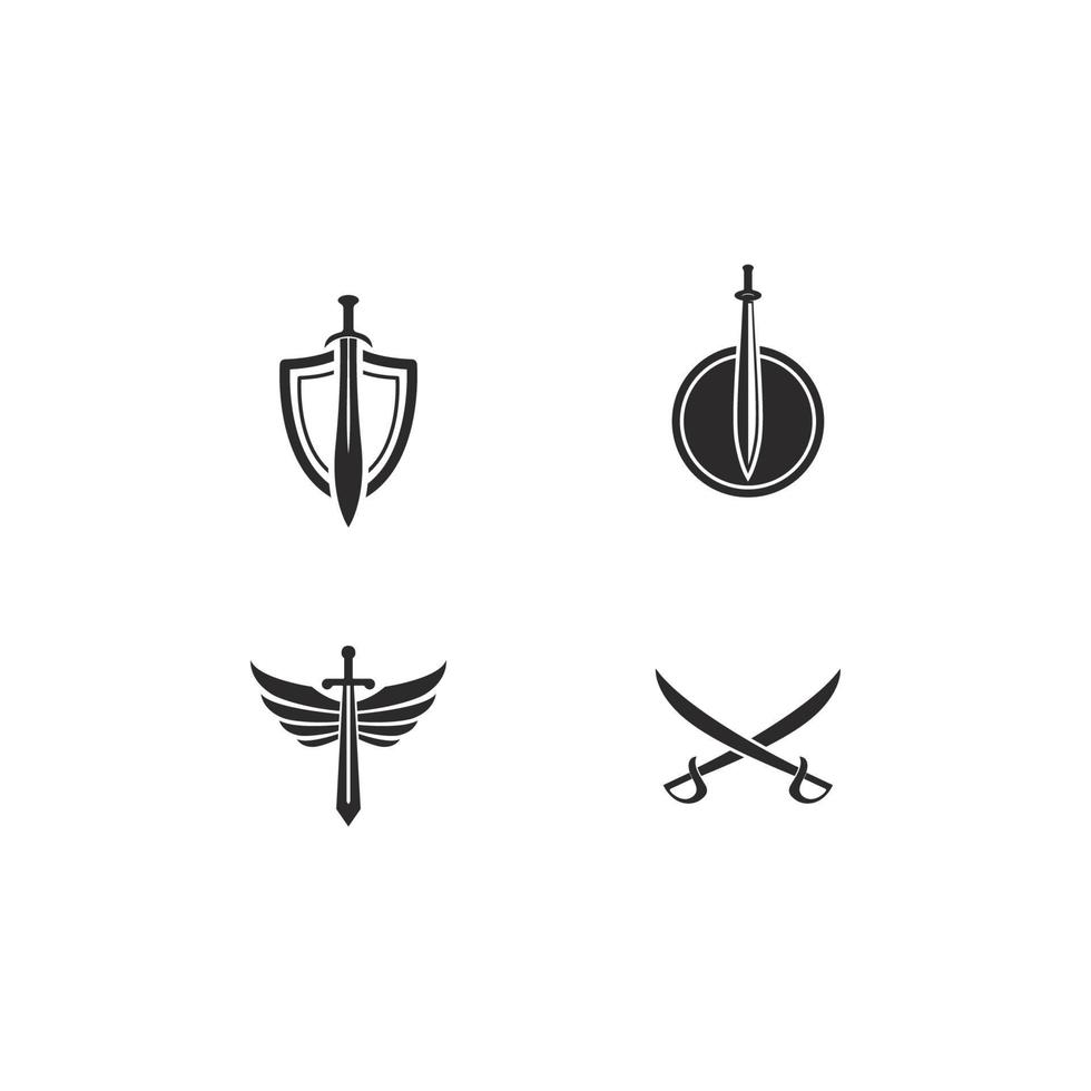 Set of swords logo template vector icon illustration