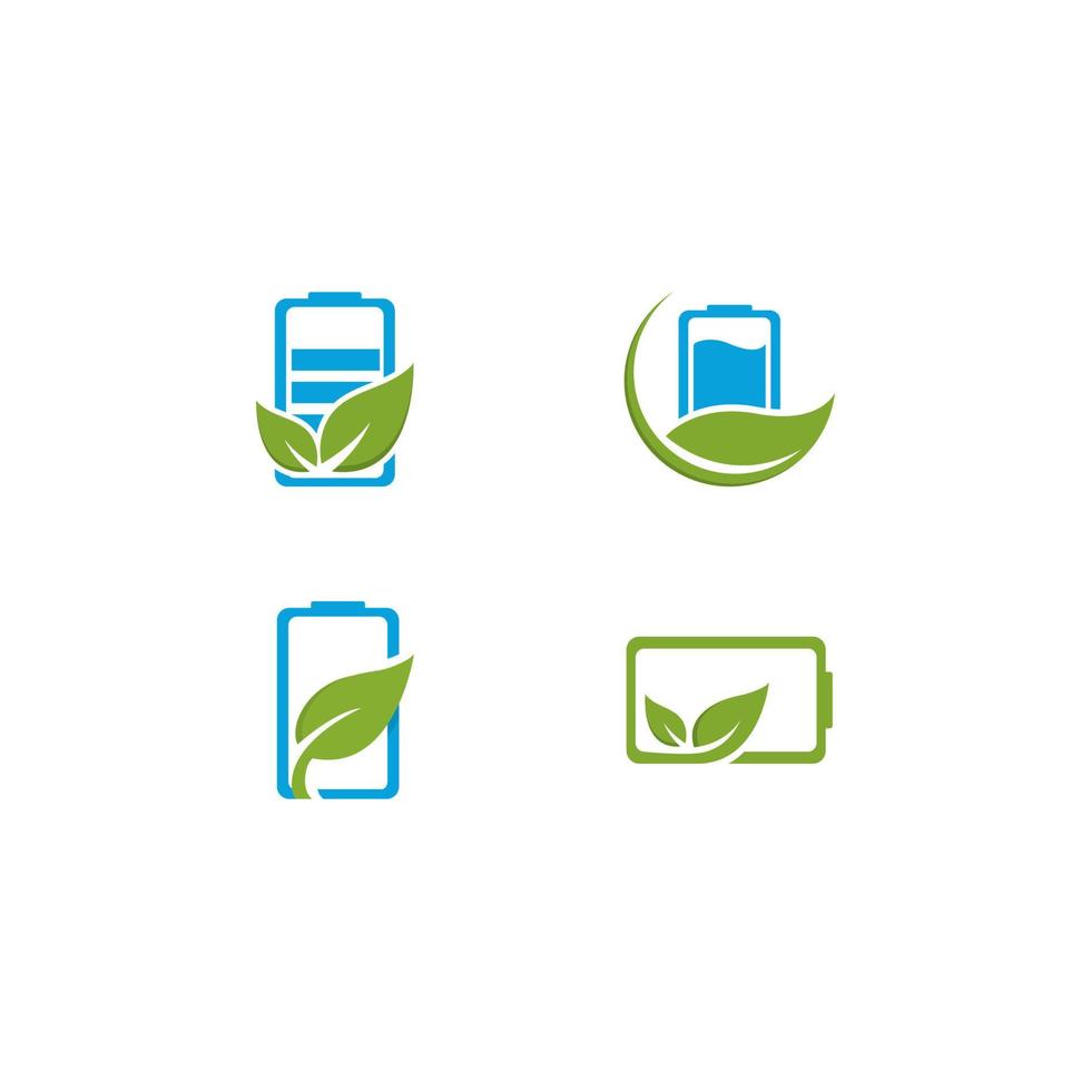 ilustración de icono de vector de logotipo de batería verde ecológico