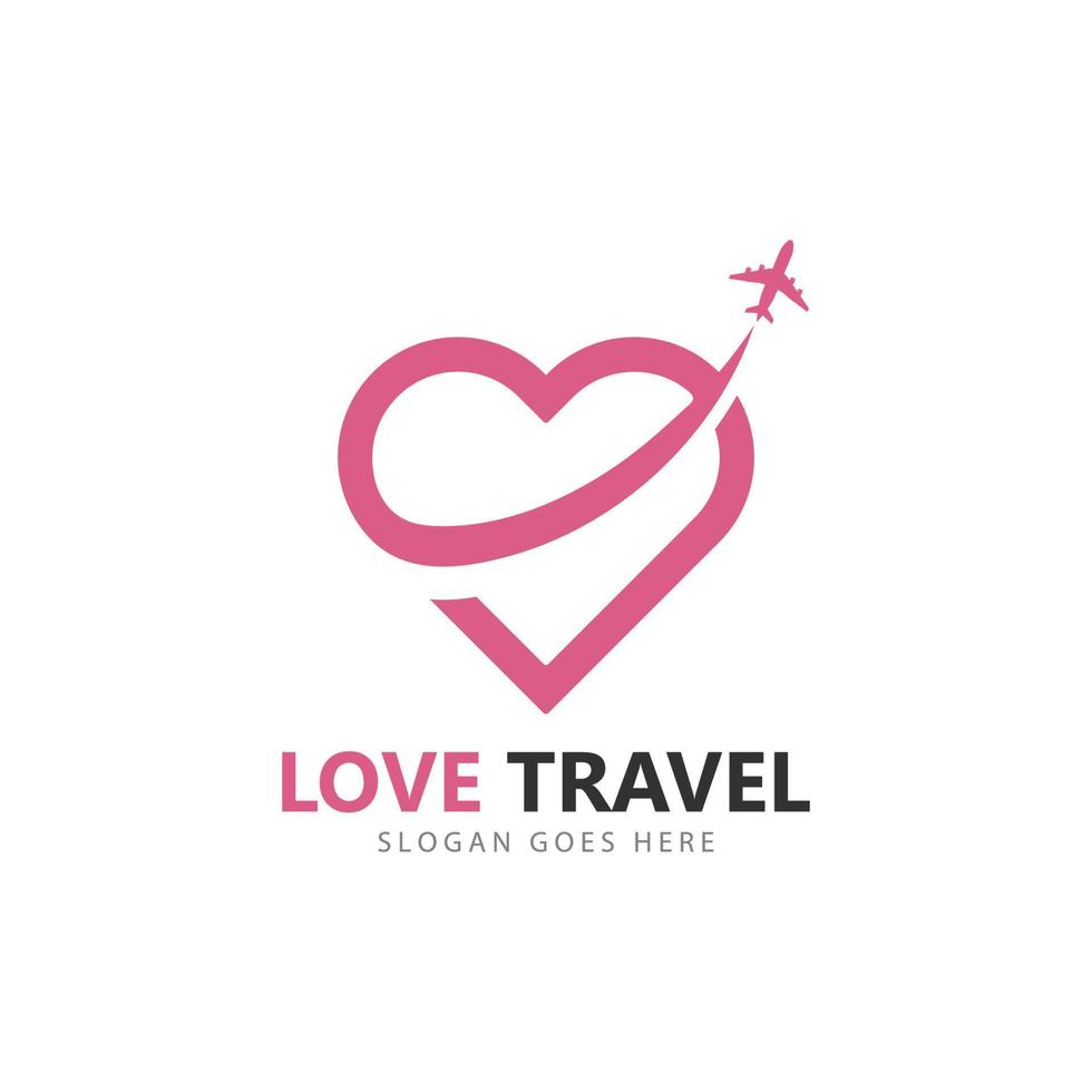 Love travel logo vector icon template