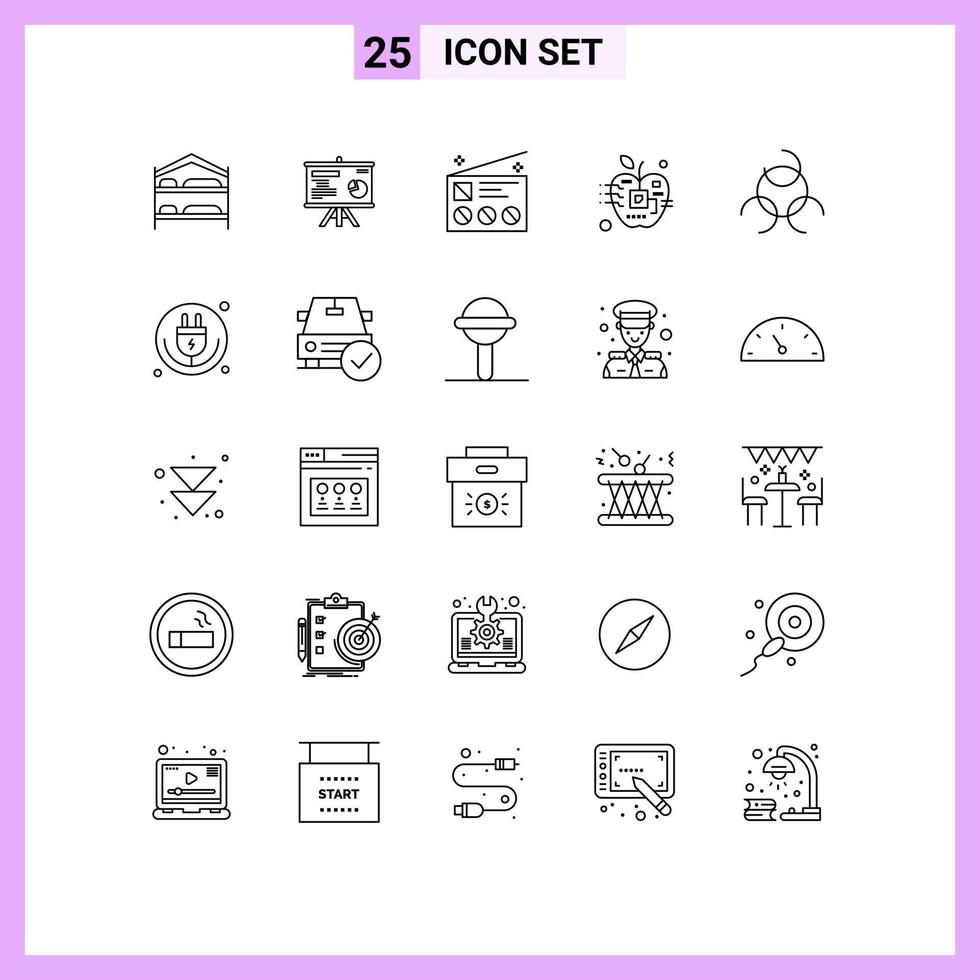 Set of 25 Commercial Lines pack for electronic biology advertising artificial radio Editable Vector Design Elements