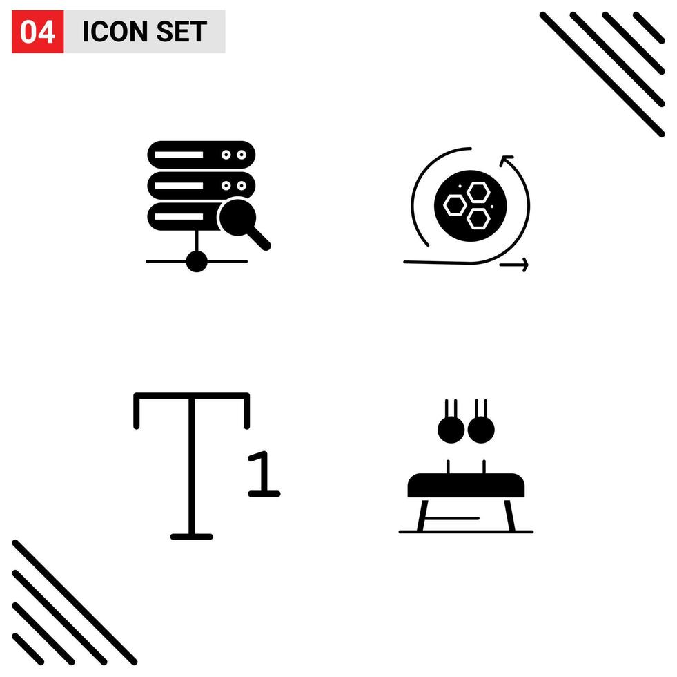Pictogram Set of 4 Simple Solid Glyphs of web exercise modeling scince gymnastic Editable Vector Design Elements