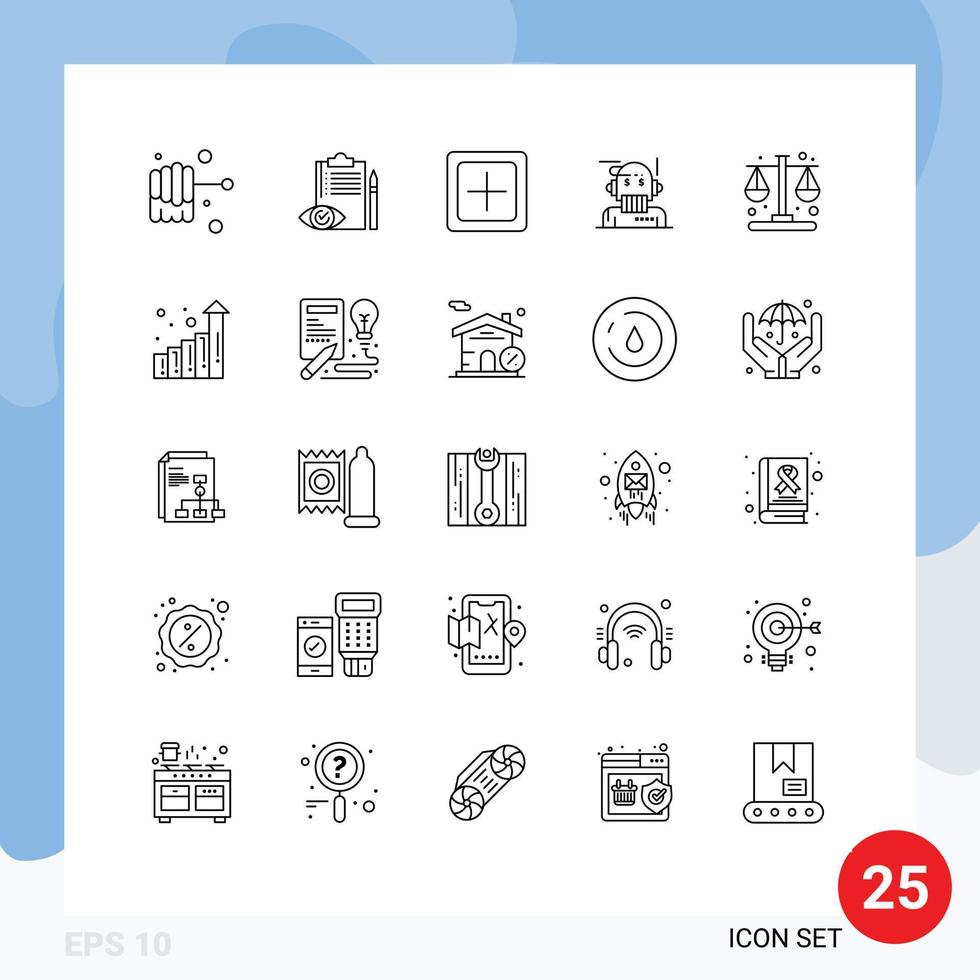 Modern Set of 25 Lines and symbols such as business algorithm create advisor robo advisor Editable Vector Design Elements