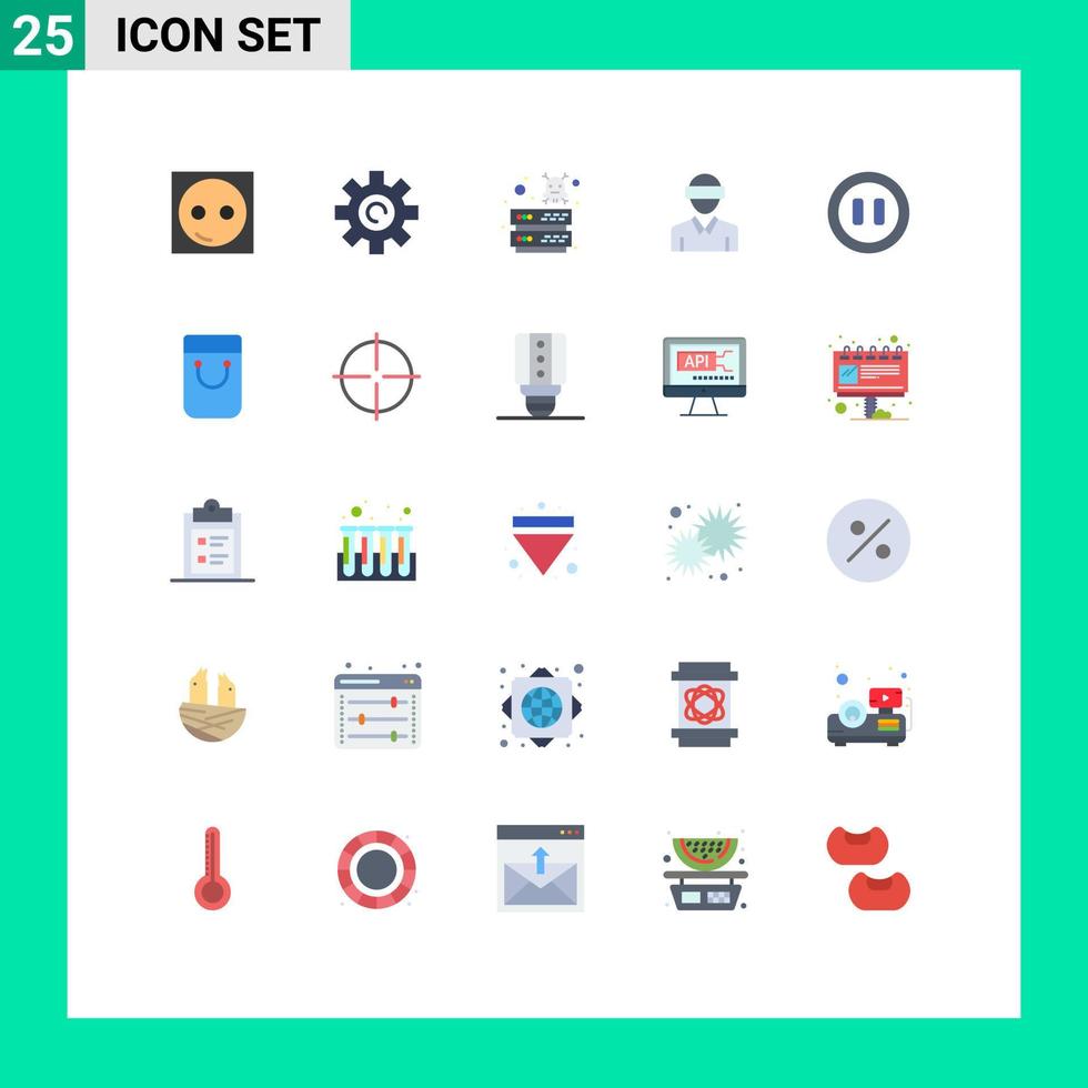 Set of 25 Modern UI Icons Symbols Signs for technology motion user glasses server Editable Vector Design Elements