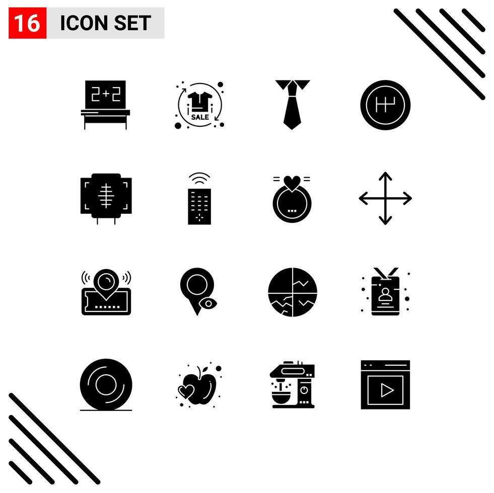 Modern Set of 16 Solid Glyphs and symbols such as medicine form education fitness mechanics Editable Vector Design Elements