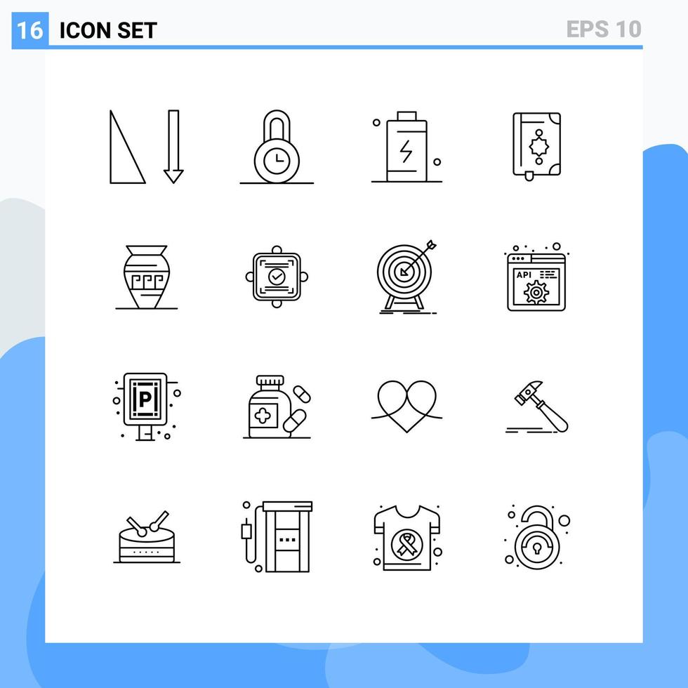 16 iconos creativos signos y símbolos modernos de los elementos de diseño vectorial editables del libro de ramadhan de carga de marcador de tarro antiguo vector