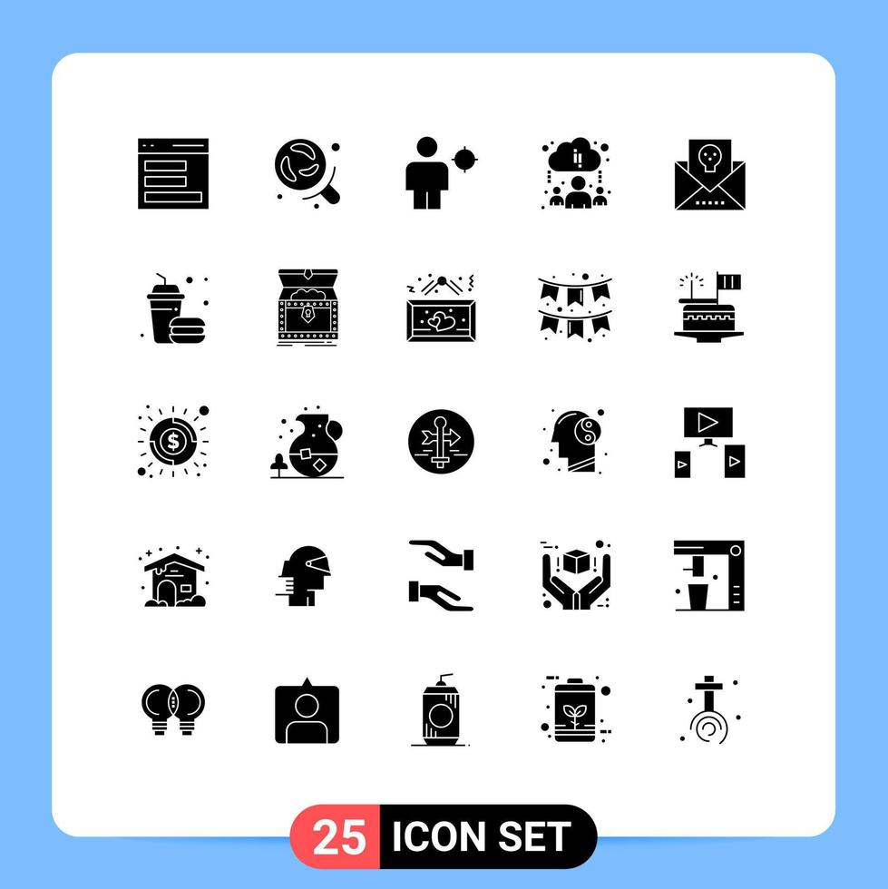 Solid Glyph Pack of 25 Universal Symbols of envelope online avatar learning position Editable Vector Design Elements