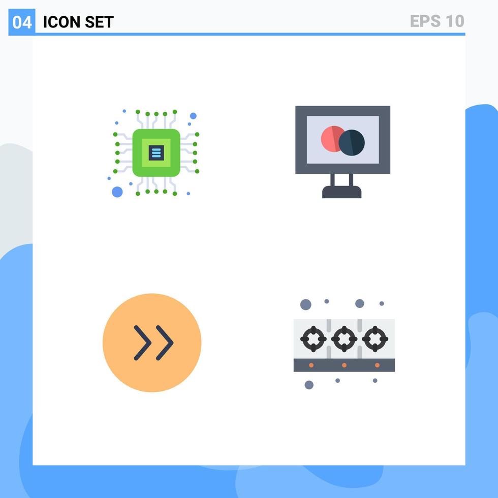 Pack of 4 Modern Flat Icons Signs and Symbols for Web Print Media such as chip cooker medical arrows food Editable Vector Design Elements