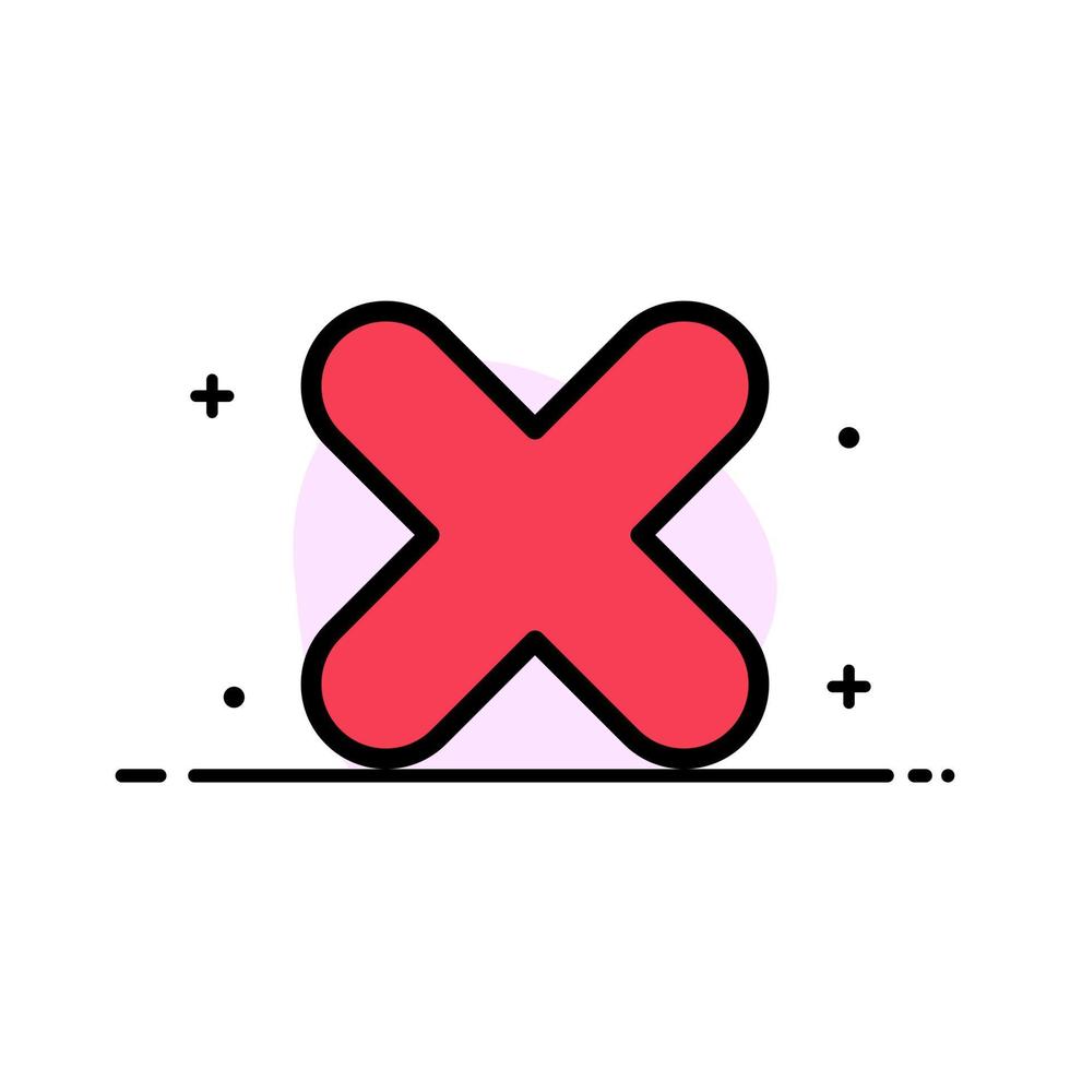 Delete Cancel Close Cross  Business Flat Line Filled Icon Vector Banner Template