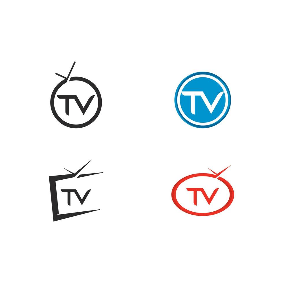 ilustración de icono plano de diseño de logotipo de tv vector