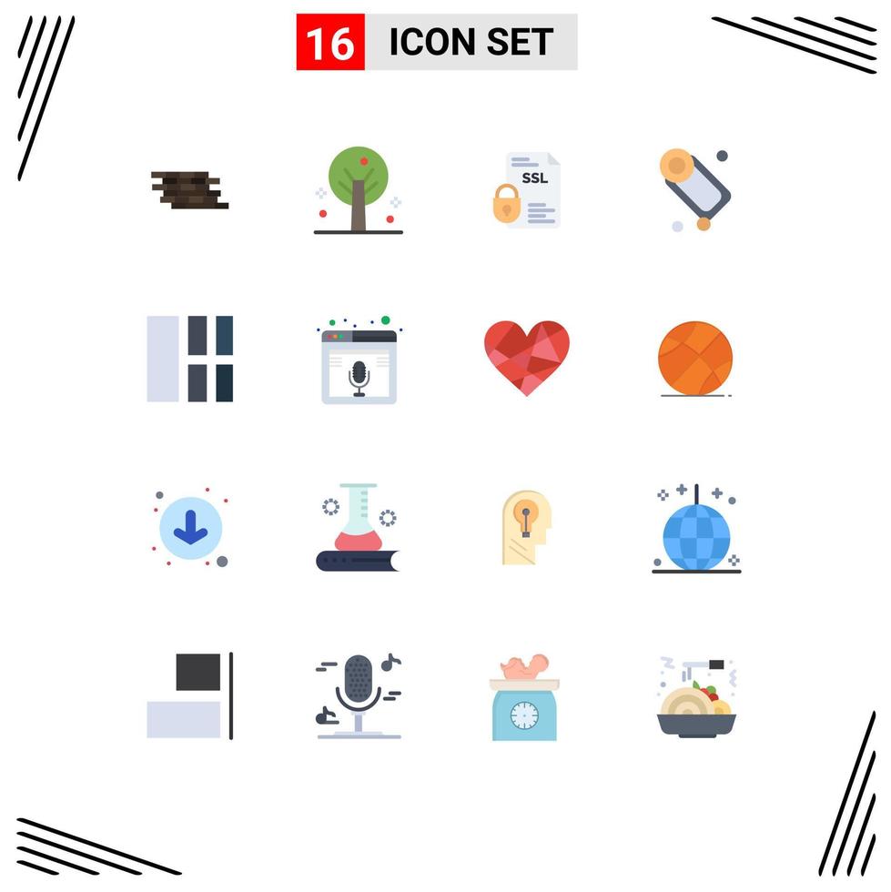 User Interface Pack of 16 Basic Flat Colors of collage cleaning banking bath ssl Editable Pack of Creative Vector Design Elements