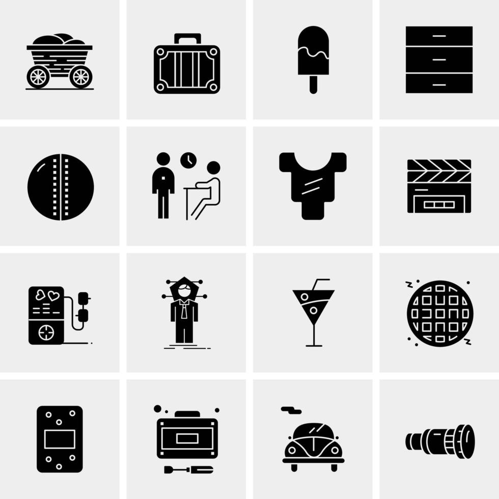 16 iconos de negocios universales vector ilustración de icono creativo para usar en proyectos relacionados con la web y dispositivos móviles