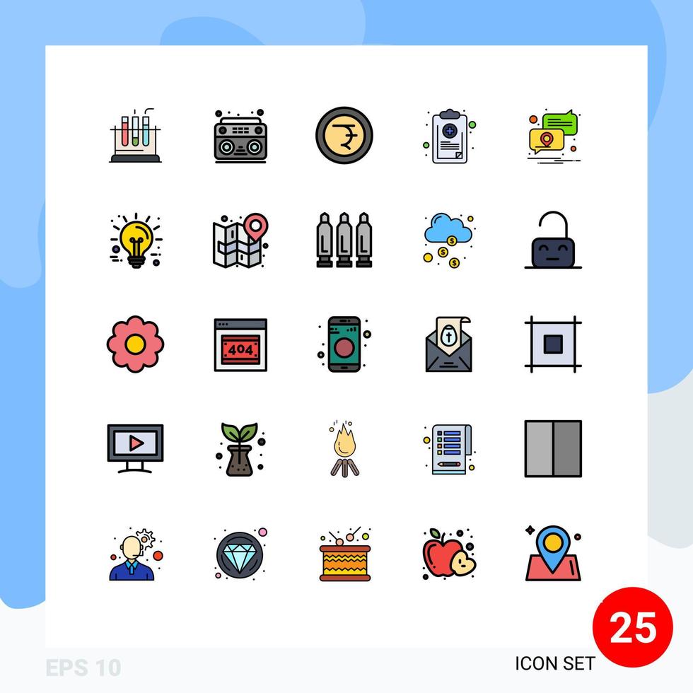 conjunto de 25 iconos de ui modernos símbolos signos para notificación síntoma moneda verificación médica elementos de diseño vectorial editables vector