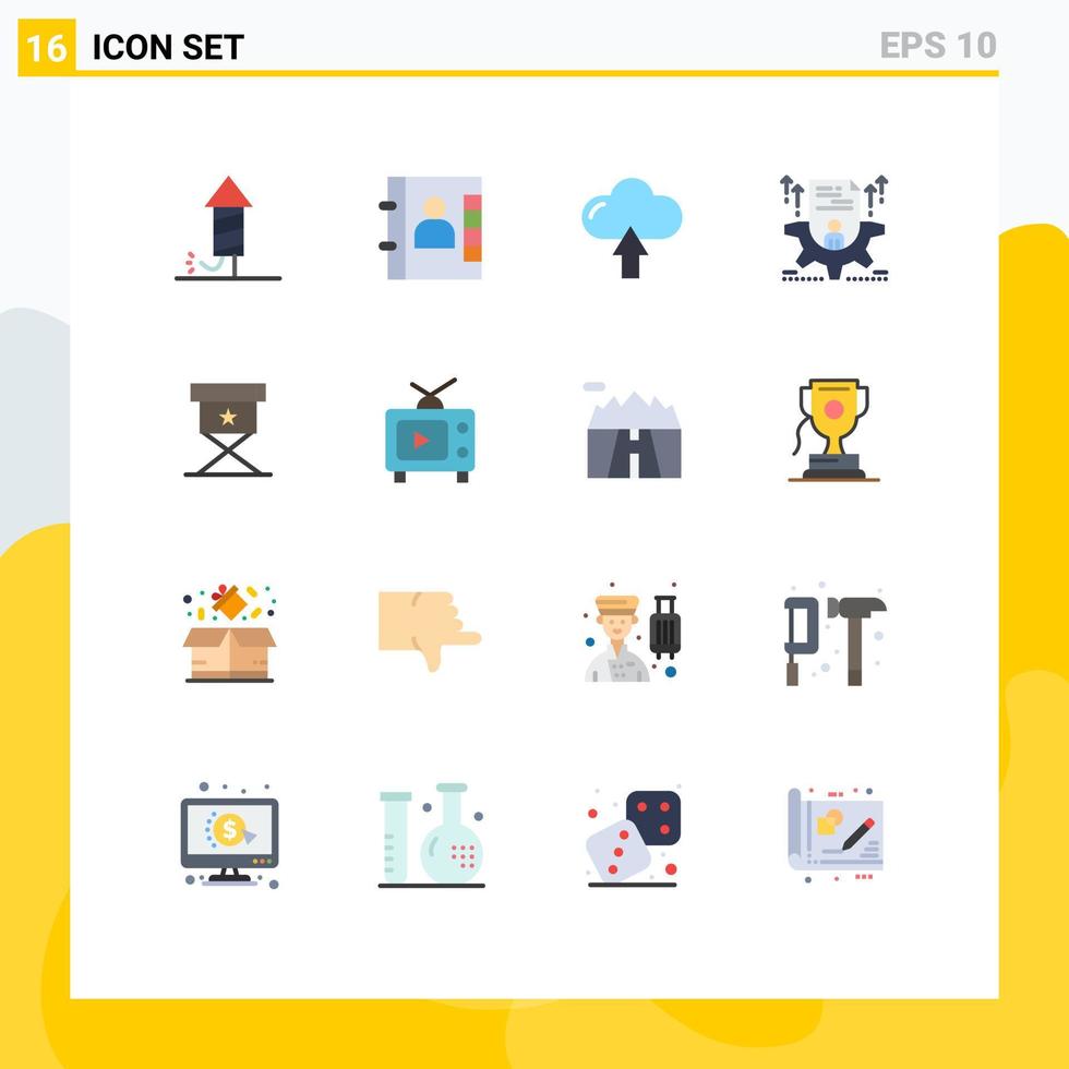 User Interface Pack of 16 Basic Flat Colors of cinema configure arrow setting cv Editable Pack of Creative Vector Design Elements
