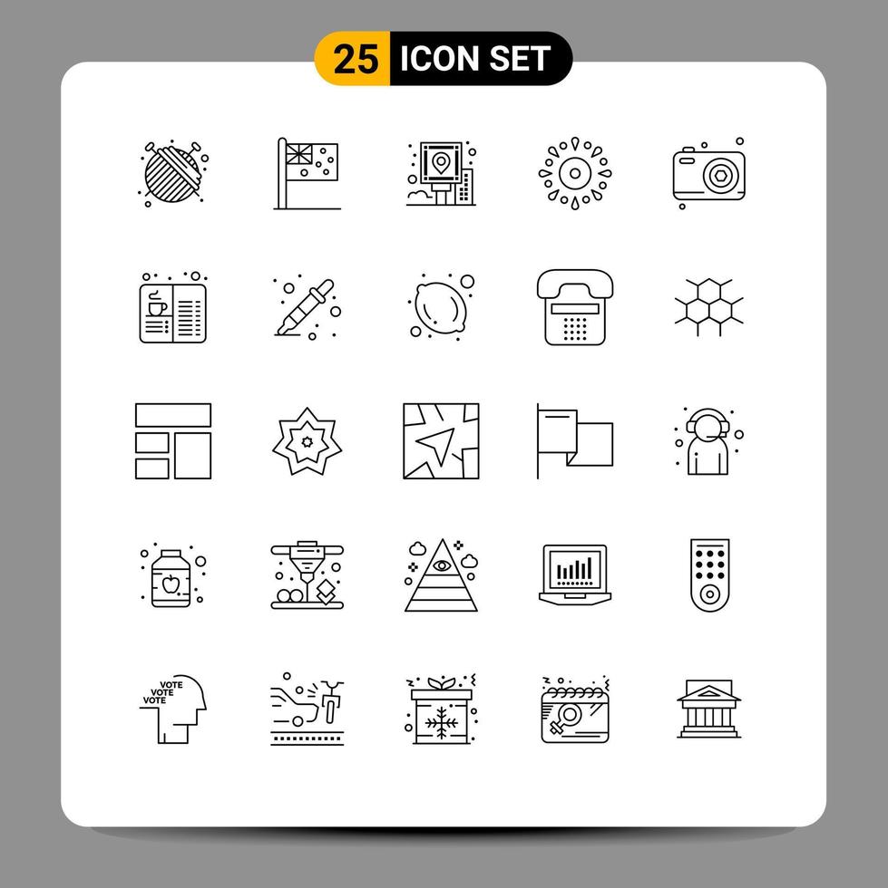 25 Creative Icons Modern Signs and Symbols of party fireworks city event route Editable Vector Design Elements