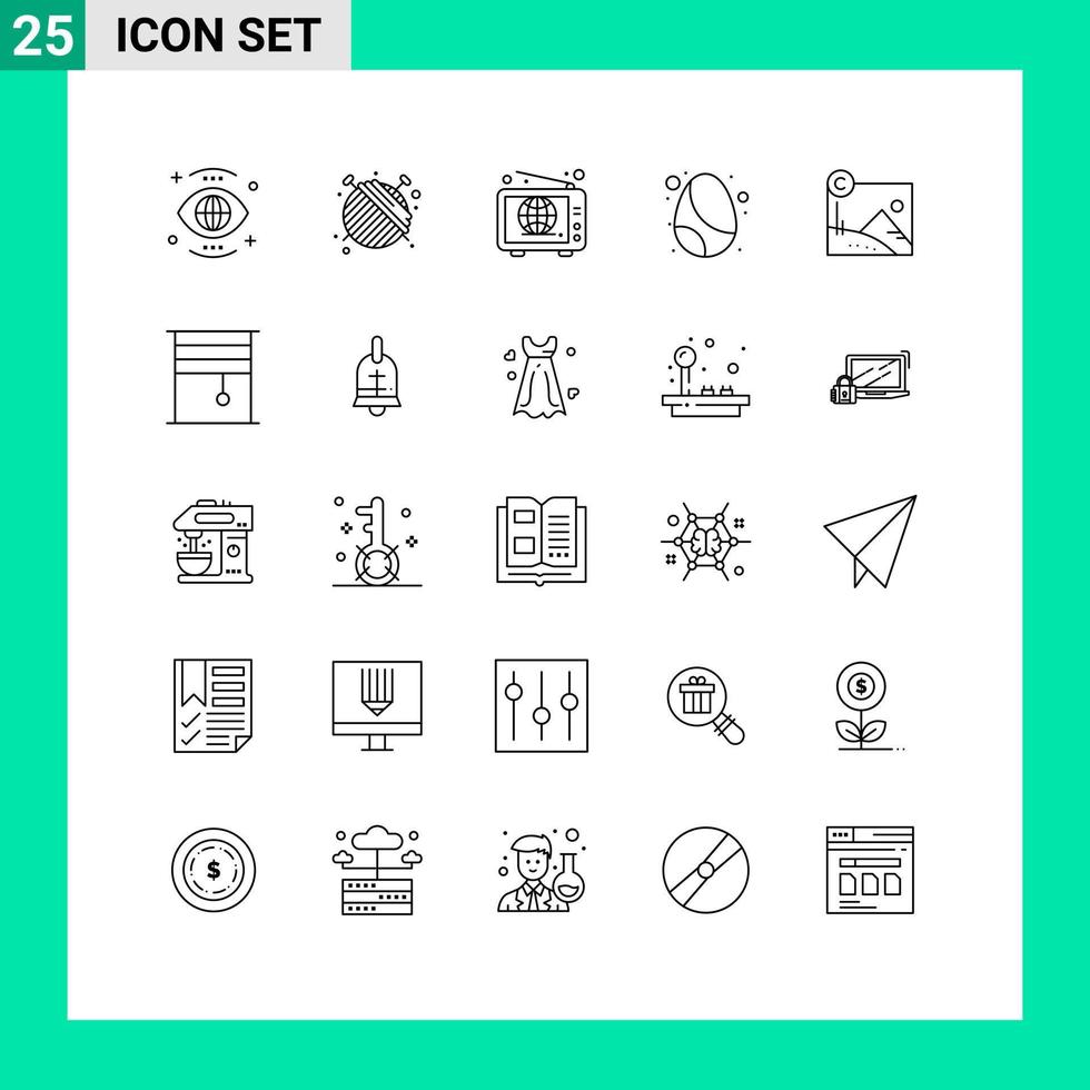 paquete de iconos vectoriales de stock de 25 signos y símbolos de línea para ilustraciones de hilo de huevo noticias de pascua elementos de diseño vectorial editables vector