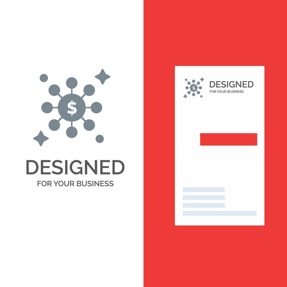 Dollar Share Network Grey Logo Design and Business Card Template vector