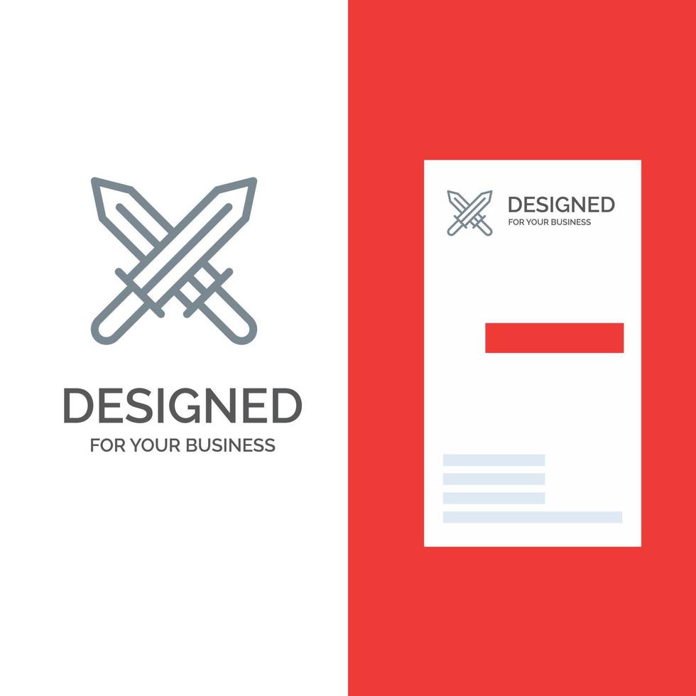 espada irlanda espadas diseño de logotipo gris y plantilla de tarjeta de visita vector