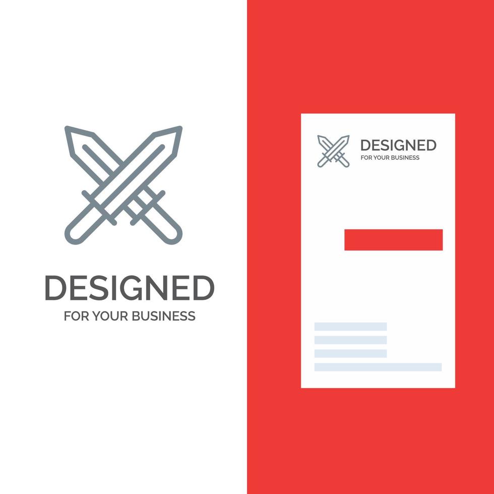Sword Ireland Swords Grey Logo Design and Business Card Template vector
