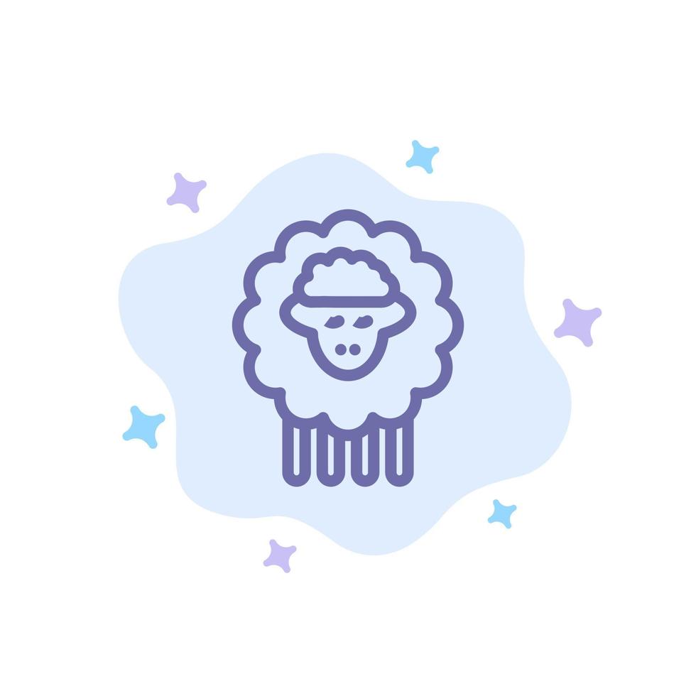 Mutton Ram Sheep Spring Blue Icon on Abstract Cloud Background vector