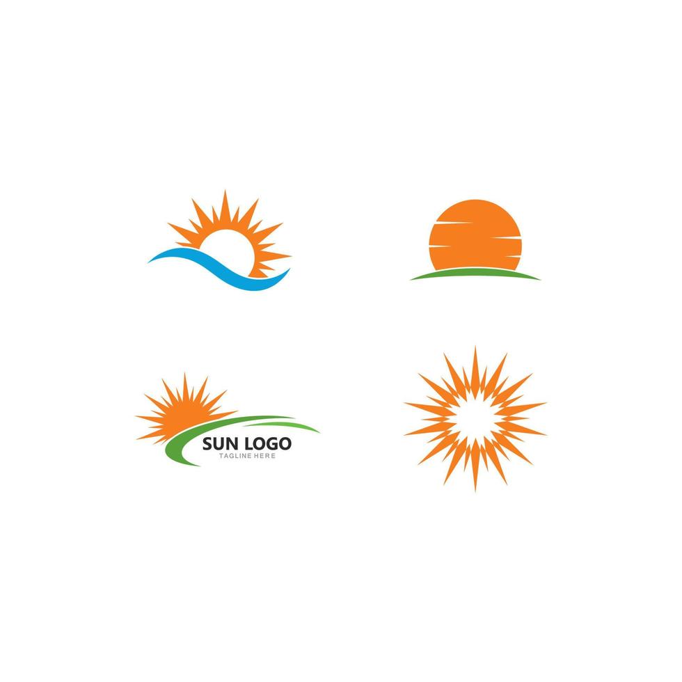 set of sun logo vector icon illustration template