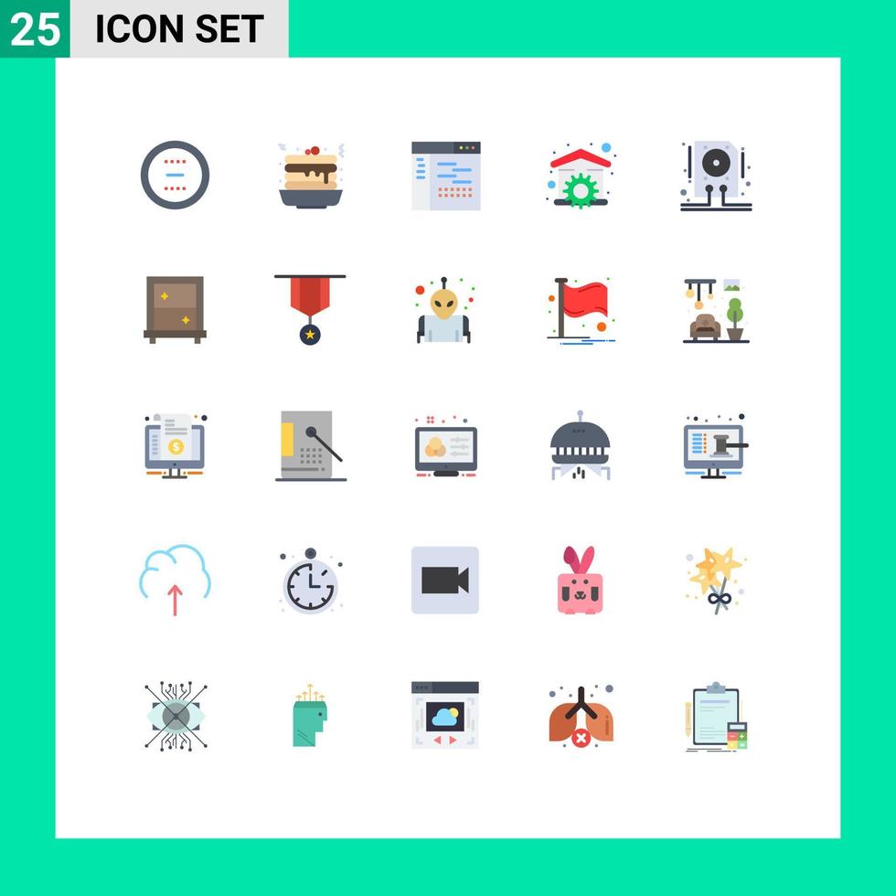 Universal Icon Symbols Group of 25 Modern Flat Colors of tool household sweet house page Editable Vector Design Elements