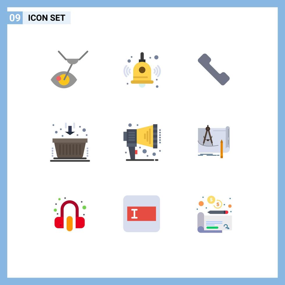 Stock Vector Icon Pack of 9 Line Signs and Symbols for blueprint megaphone call announce finance Editable Vector Design Elements