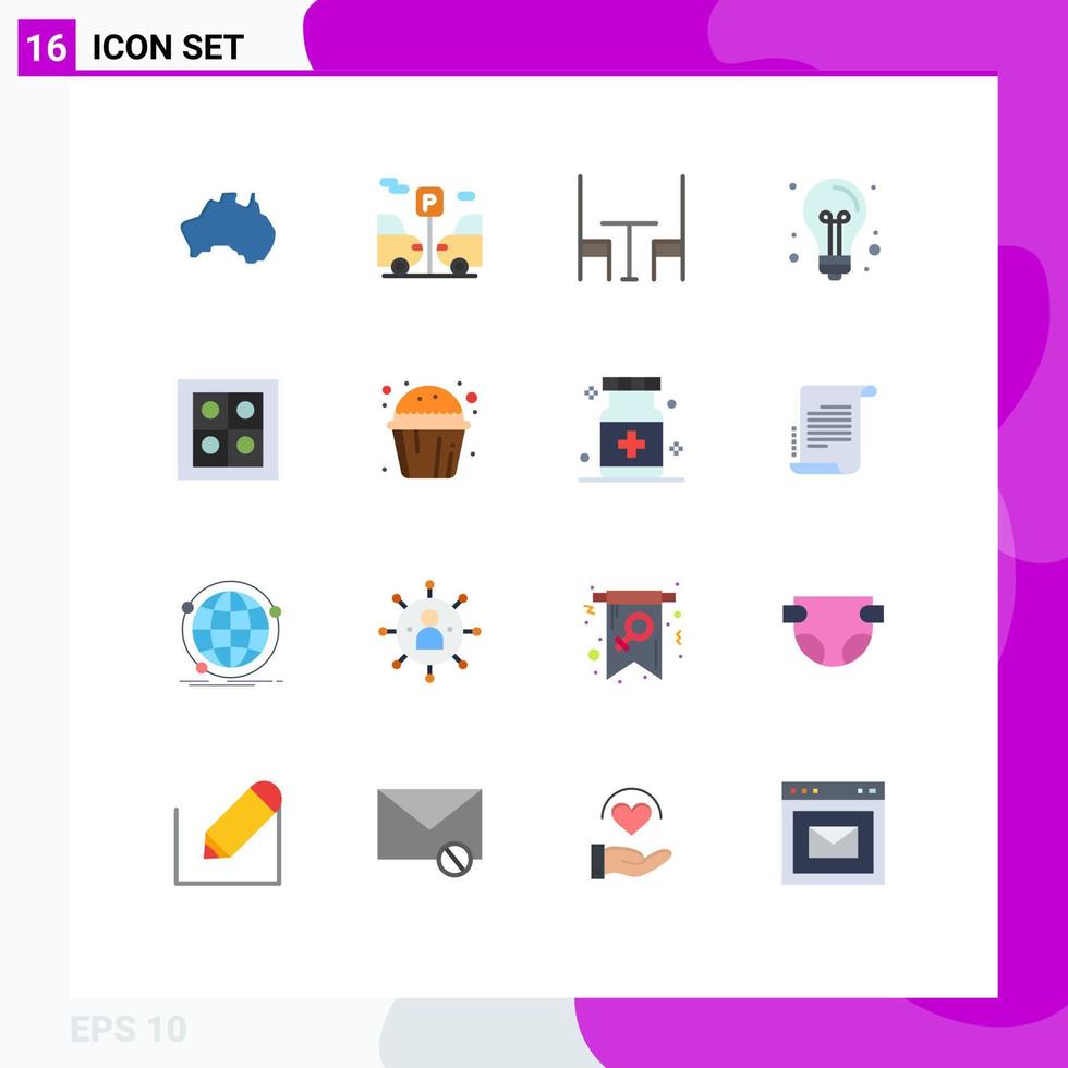 Editable Vector Line Pack of 16 Simple Flat Colors of kitchen light dining idea creative Editable Pack of Creative Vector Design Elements