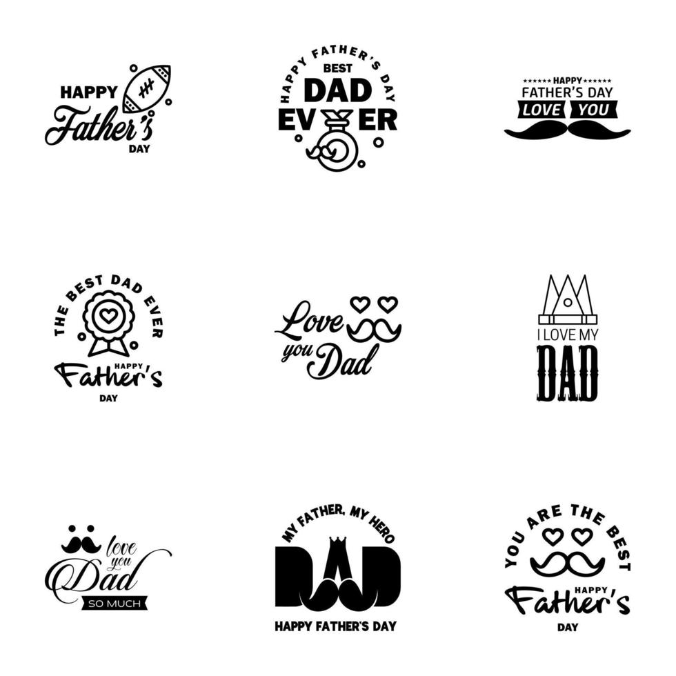 Happy Fathers Day Appreciation Vector Text Banner 9 black Background for Posters Flyers Marketing Greeting Cards Editable Vector Design Elements