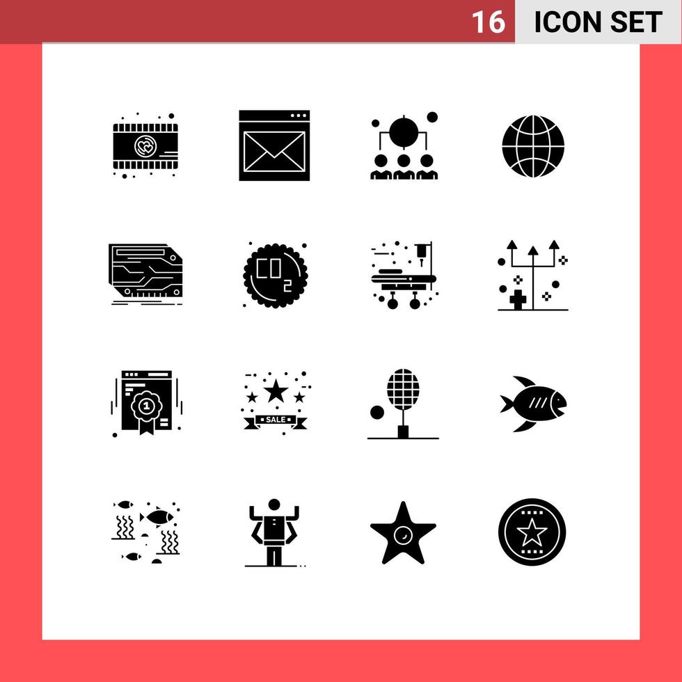 Group of 16 Modern Solid Glyphs Set for component wifi business iot internet Editable Vector Design Elements