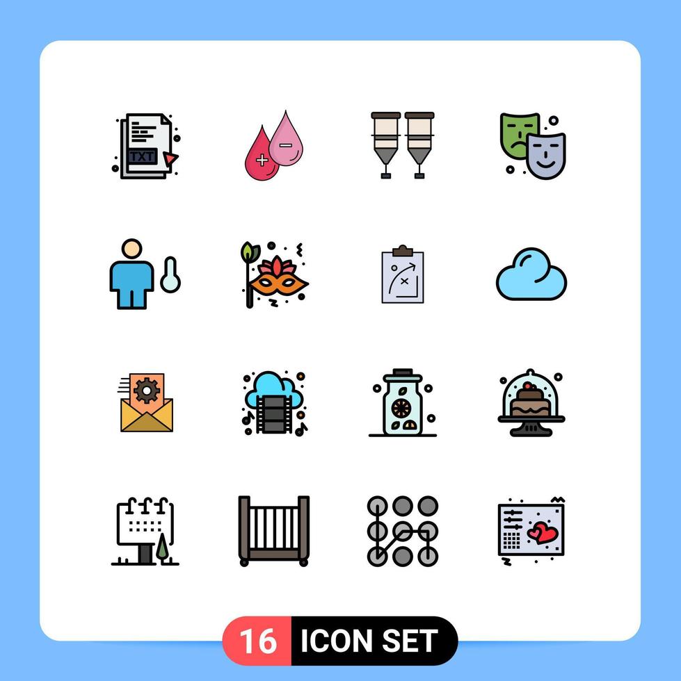 conjunto de 16 iconos de interfaz de usuario modernos signos de símbolos para el arte de la pintura menos jeringa de máscara elementos de diseño de vectores creativos editables