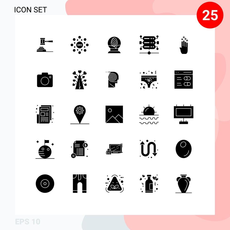 25 Thematic Vector Solid Glyphs and Editable Symbols of network easter globe egg glass Editable Vector Design Elements