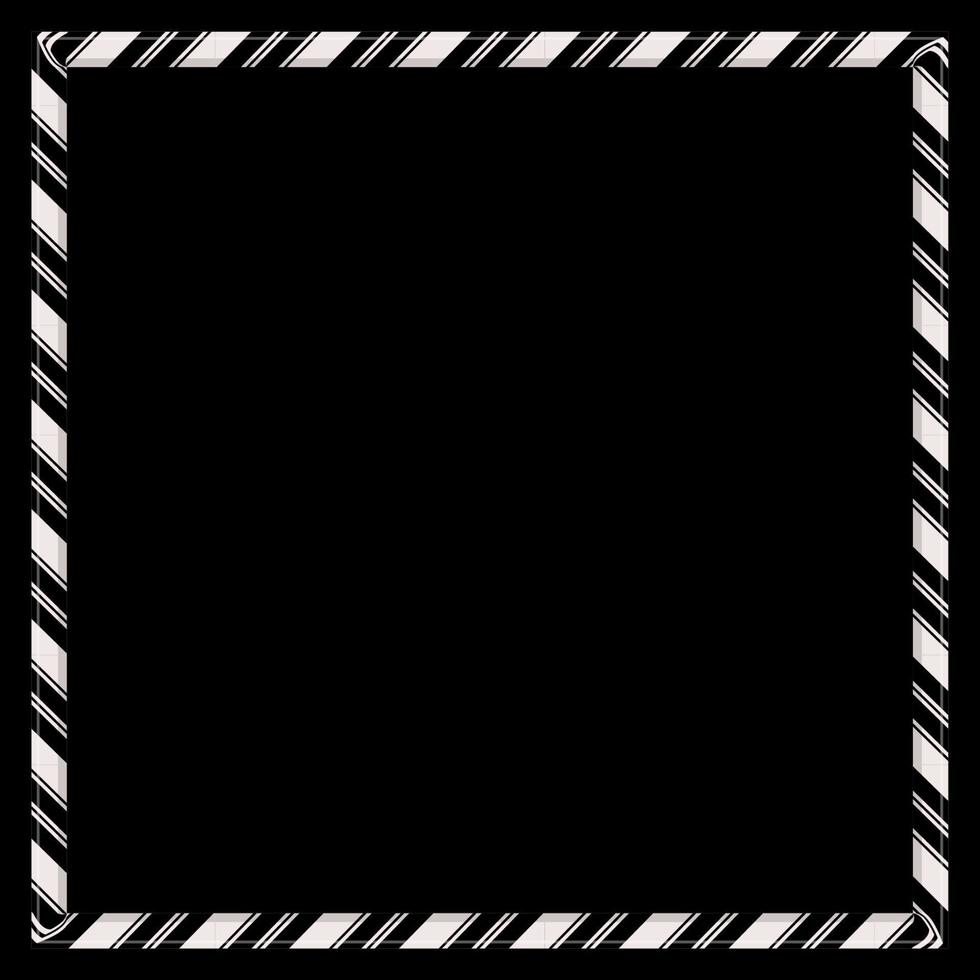 Black and white candy cane frame on black background vector