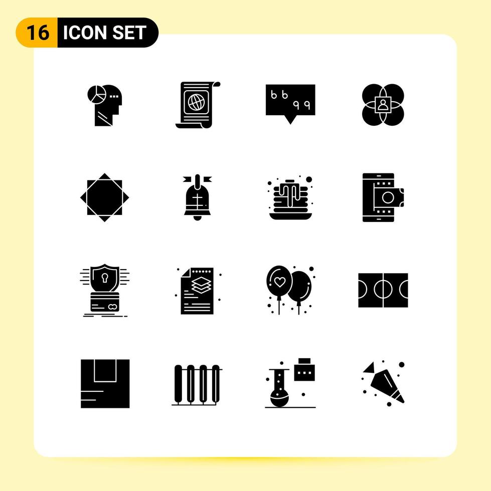 16 Thematic Vector Solid Glyphs and Editable Symbols of alert model file human character Editable Vector Design Elements