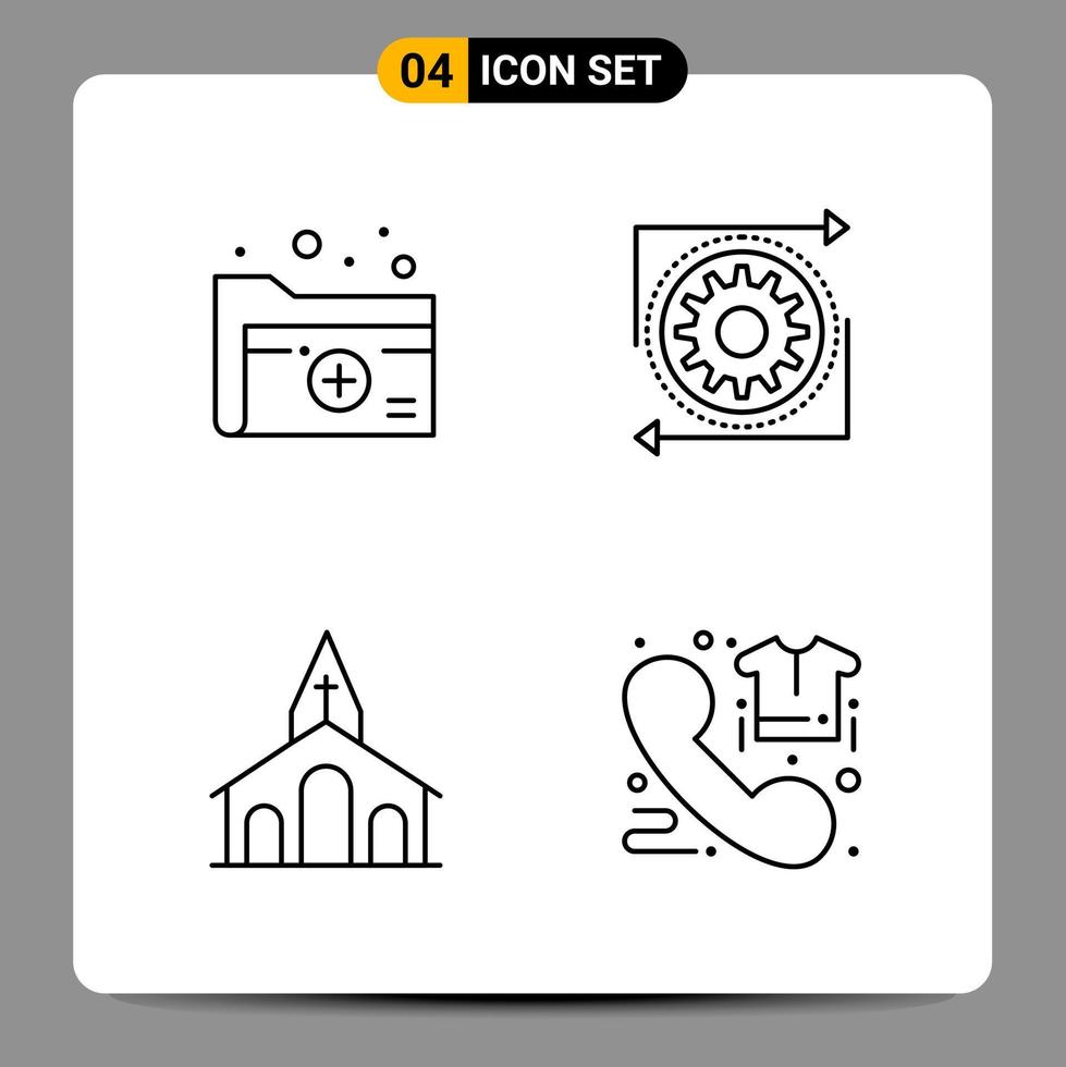 4 símbolos de contorno del paquete de iconos negros para diseños receptivos sobre fondo blanco. 4 iconos establecidos. vector