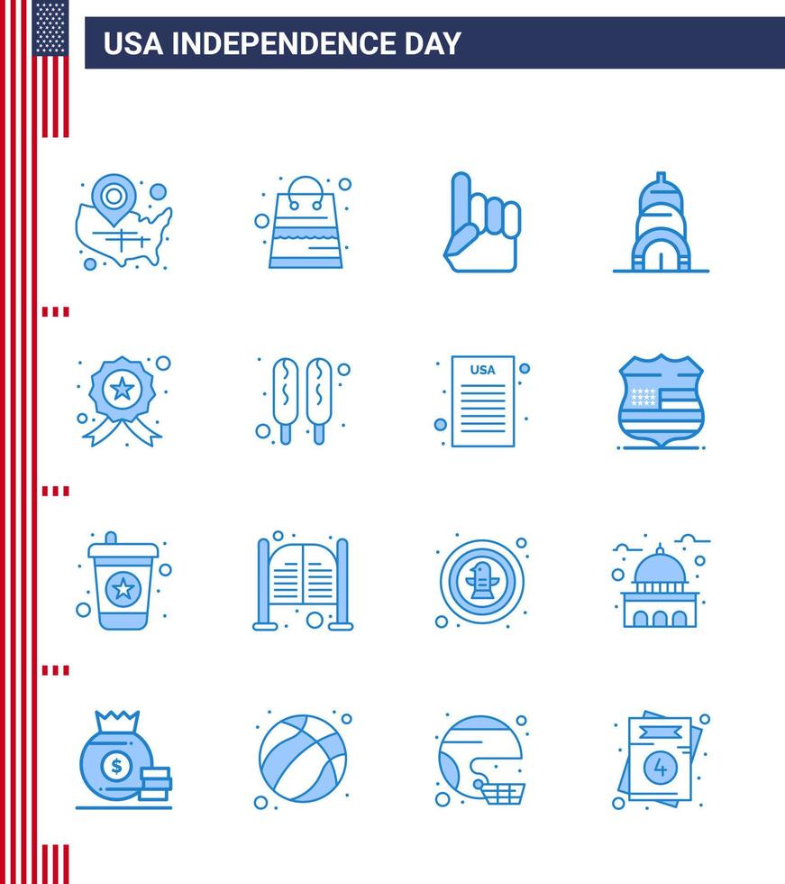 Editable Vector Line Pack of USA Day 16 Simple Blues of investigating usa shop building american Editable USA Day Vector Design Elements