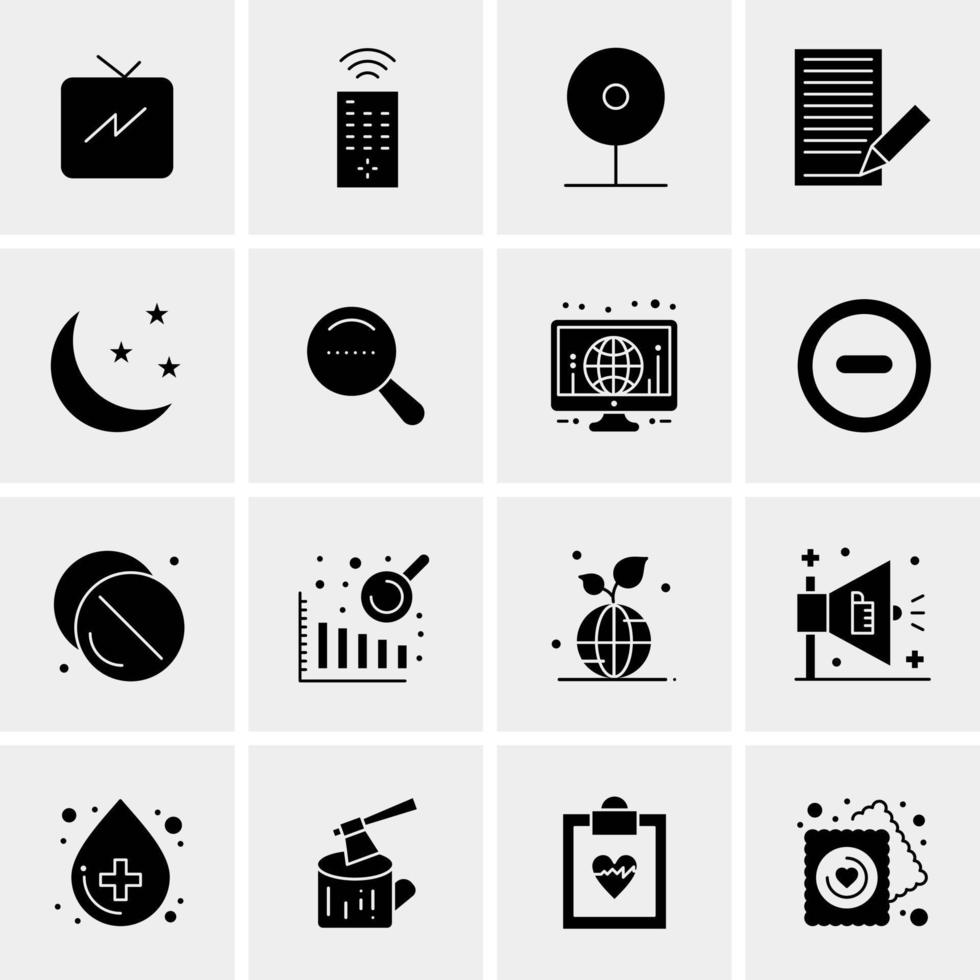 16 iconos de negocios universales vector ilustración de icono creativo para usar en proyectos relacionados con la web y dispositivos móviles