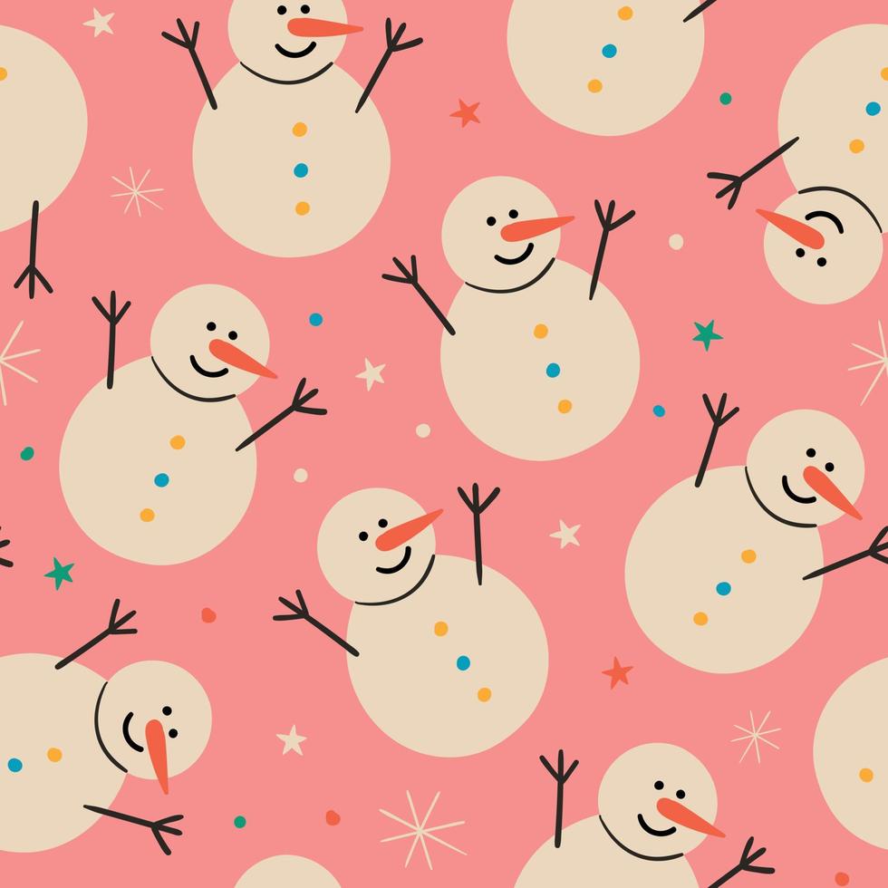 Snowman seamless pattern. Winter seamless pattern. Christmas pattern. vector