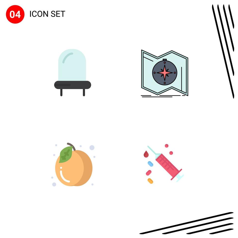 Universal Icon Symbols Group of 4 Modern Flat Icons of diode food direction navigate fruit Editable Vector Design Elements