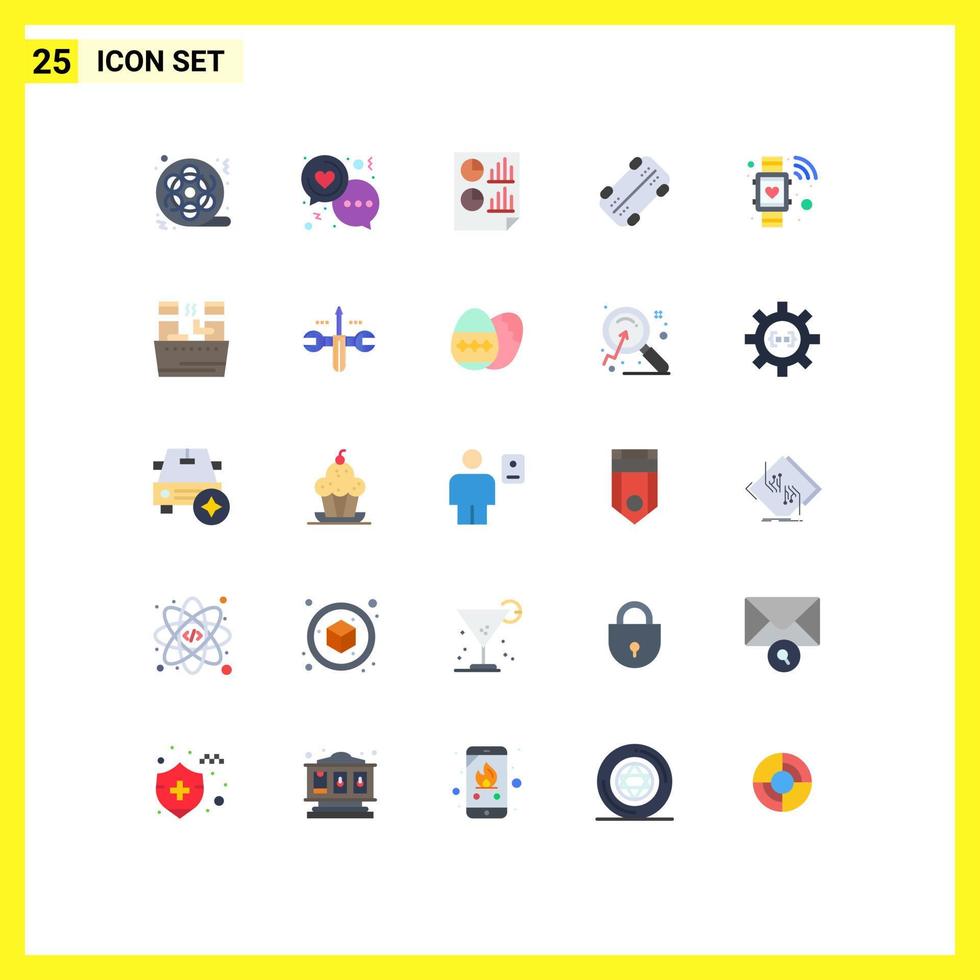 Modern Set of 25 Flat Colors and symbols such as sport skate love report document Editable Vector Design Elements