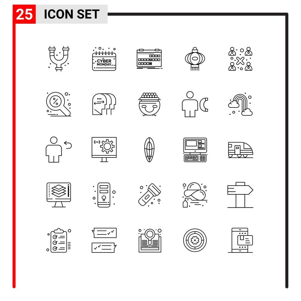 25 Line concept for Websites Mobile and Apps chinese light sign lantern release Editable Vector Design Elements