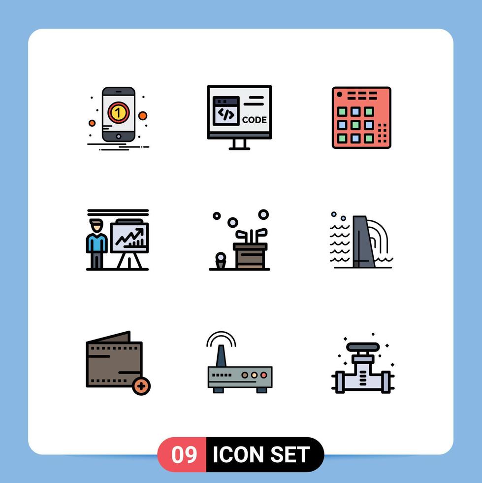 Set of 9 Modern UI Icons Symbols Signs for businessman man development business live Editable Vector Design Elements