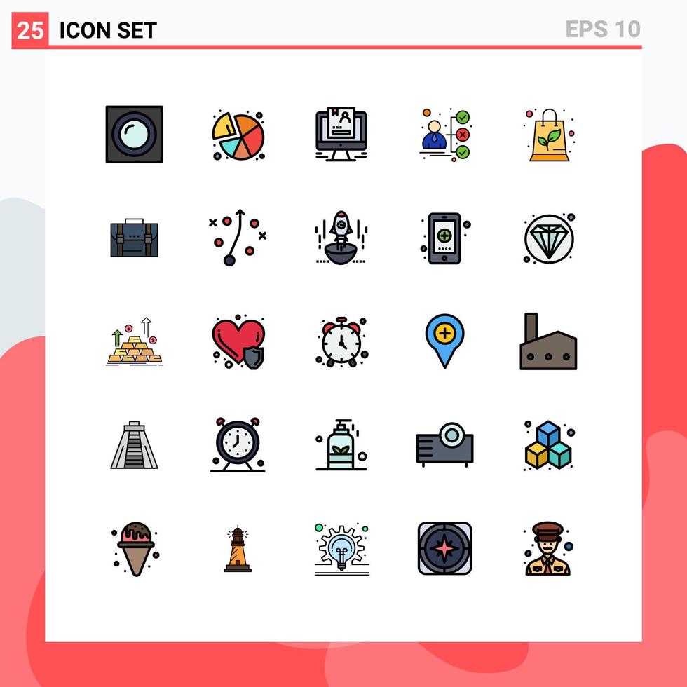 Stock Vector Icon Pack of 25 Line Signs and Symbols for bag portfolio resume career cv Editable Vector Design Elements
