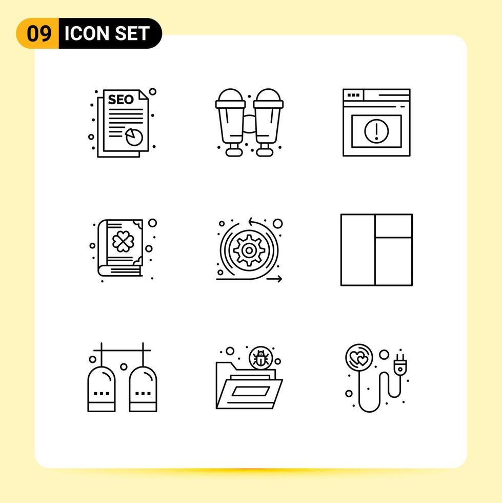 9 User Interface Outline Pack of modern Signs and Symbols of sprint arrows web agile day Editable Vector Design Elements