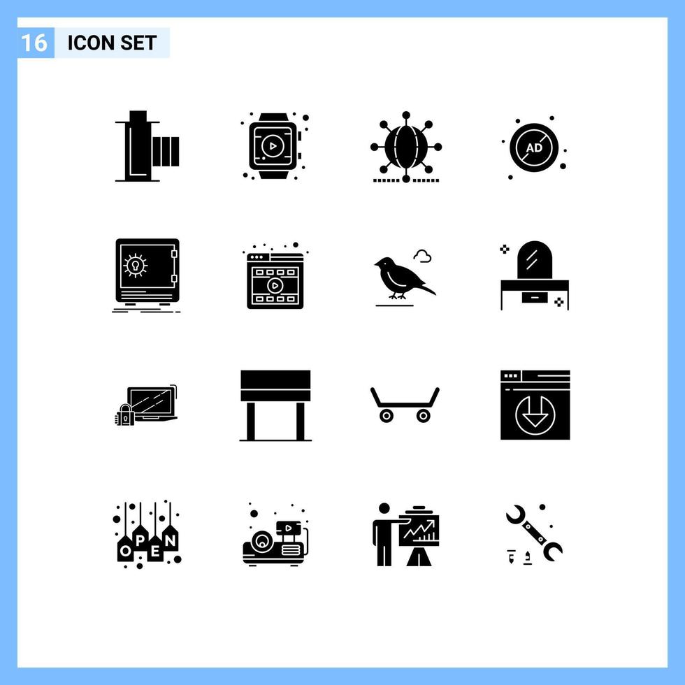 paquete de iconos de vector de stock de 16 signos y símbolos de línea para protección publicidad globo anuncio bloque mundo elementos de diseño vectorial editables