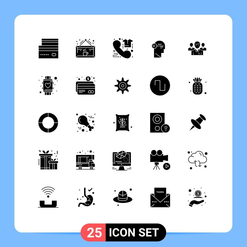 Set of 25 Modern UI Icons Symbols Signs for lock brain cup phone direct Editable Vector Design Elements