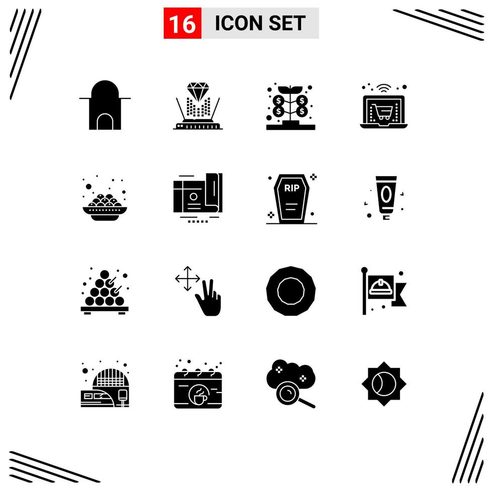 Editable Vector Line Pack of 16 Simple Solid Glyphs of kanji cake fund laptop online Editable Vector Design Elements