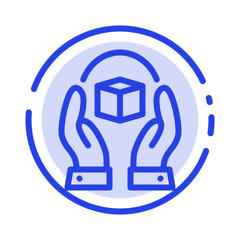 Care Caring Handle Product Responsibility Blue Dotted Line Line Icon vector