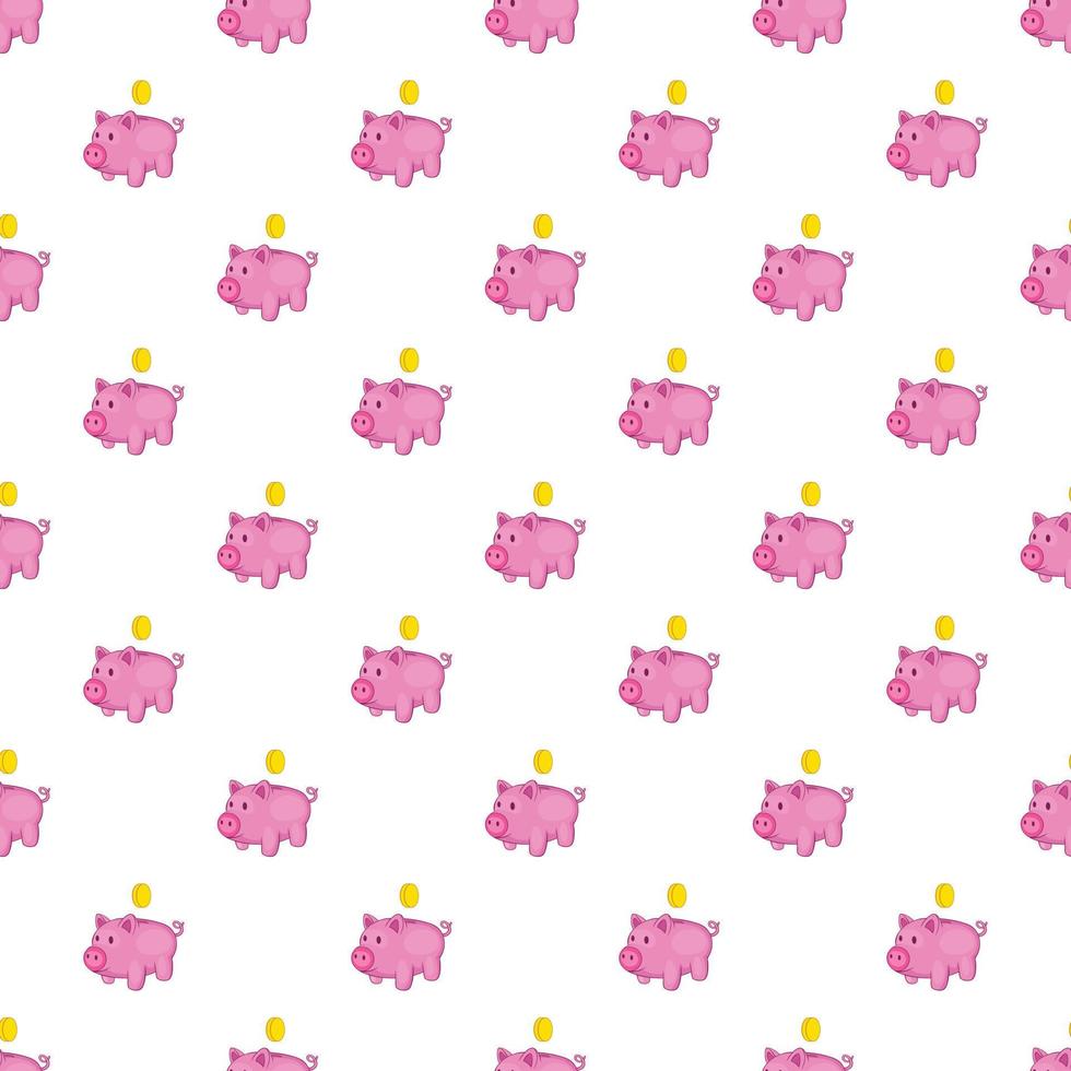 Pink piggy bank pattern, cartoon style vector