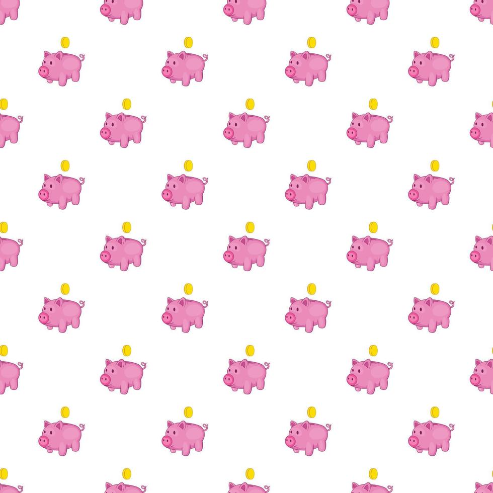 Pink piggy bank pattern, cartoon style vector